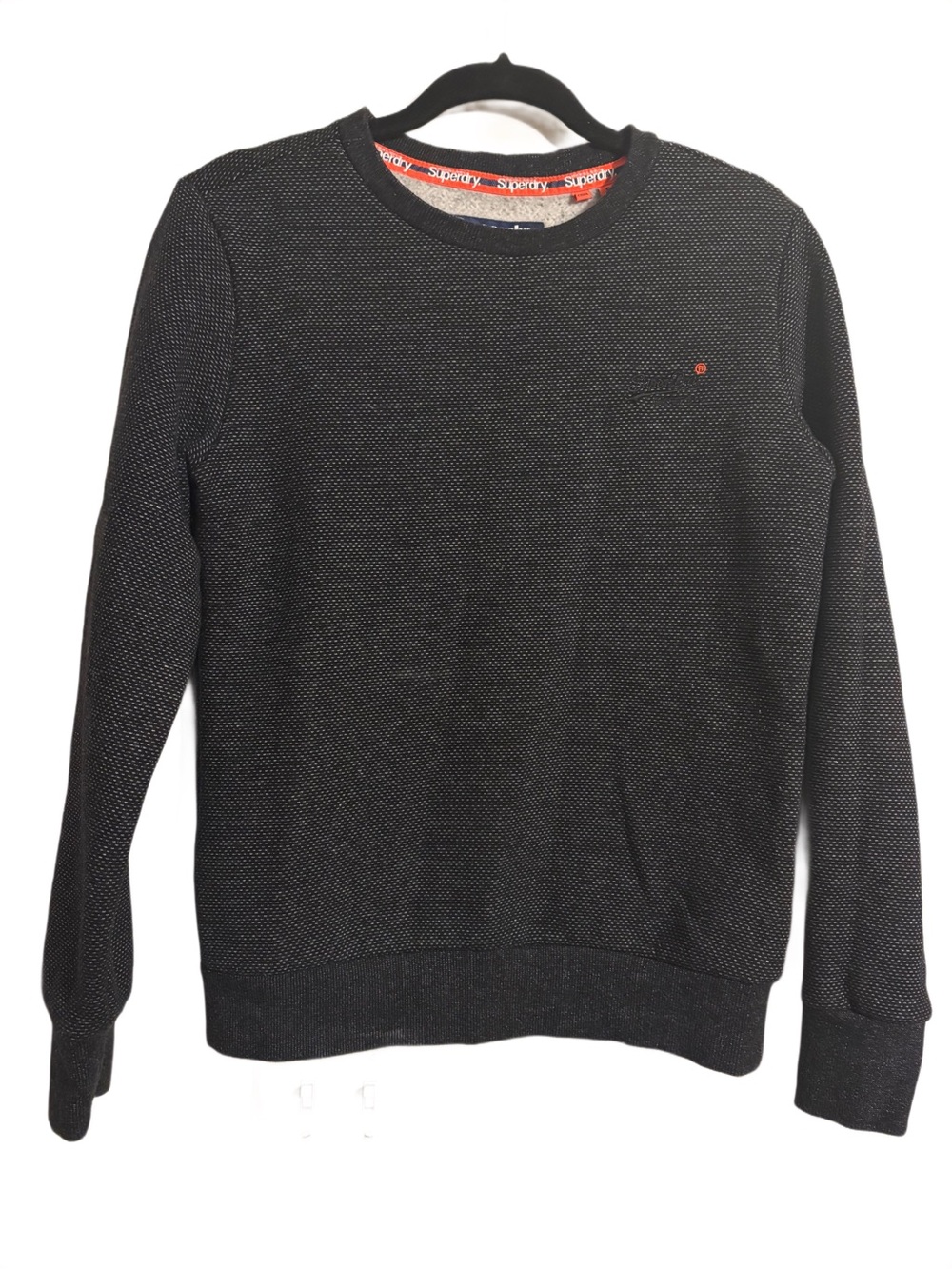 Superdry Orange Label Men's Black Textured Crew Neck Sweater - Small